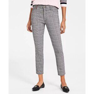 Tommy Hilfiger Womens Size 4 Plaid Houndstooth Printed Skinny Ankle Pants $89